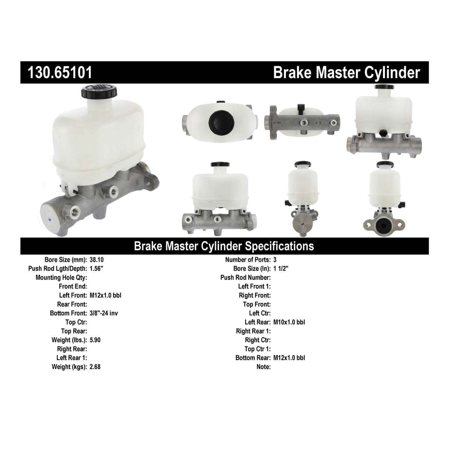 Centric Parts Brake Master Cylinder Premium for OEM fit 130.65101