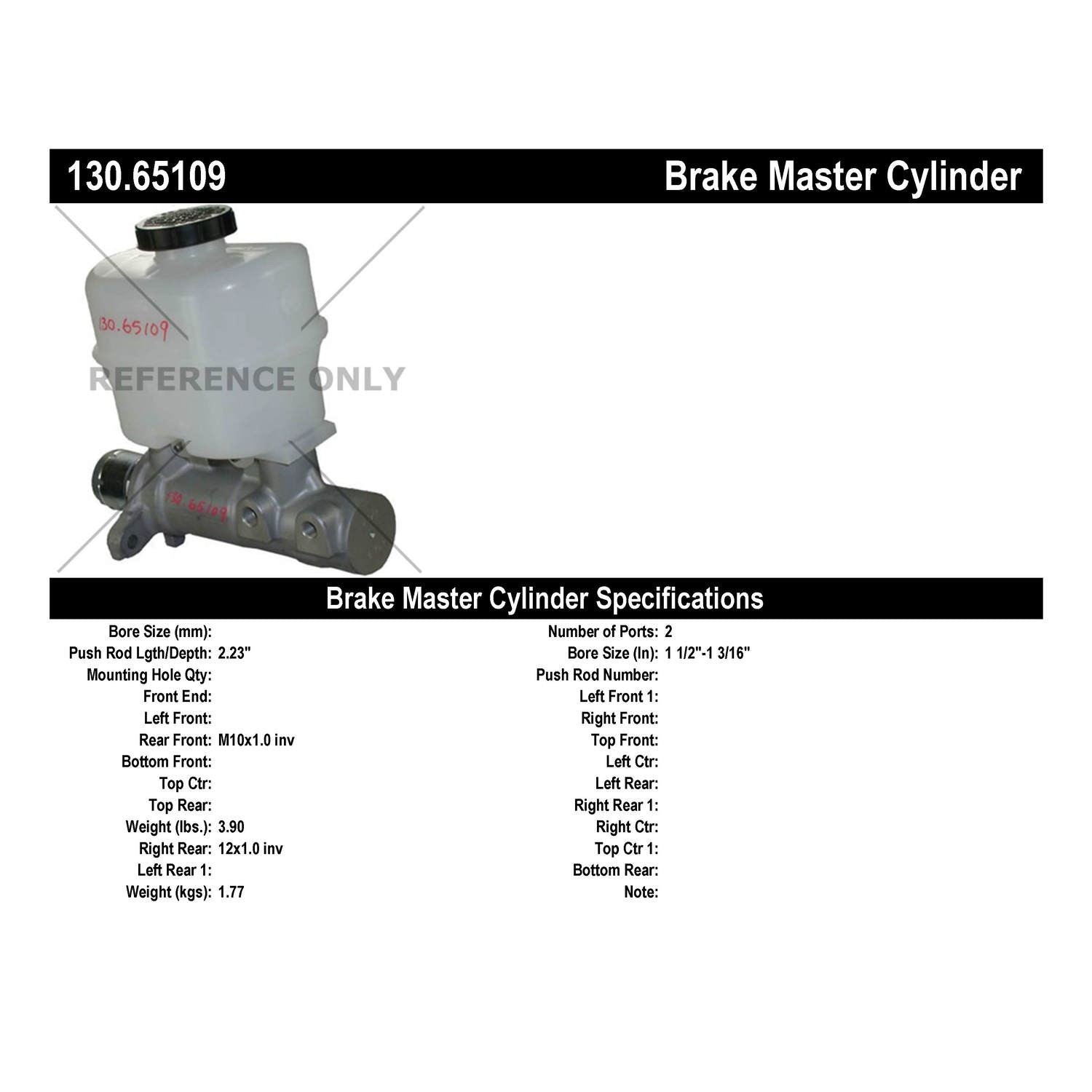 Centric Parts Premium Brake Master Cylinder 130.65109