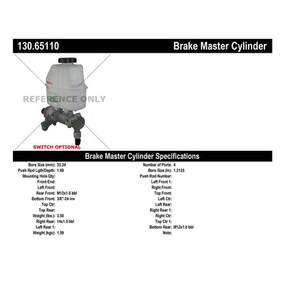 Centric Parts Premium Brake Master Cylinder 130.65110