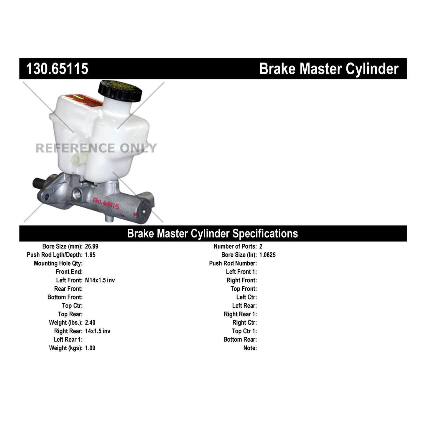 Centric Parts Premium Brake Master Cylinder 130.65115