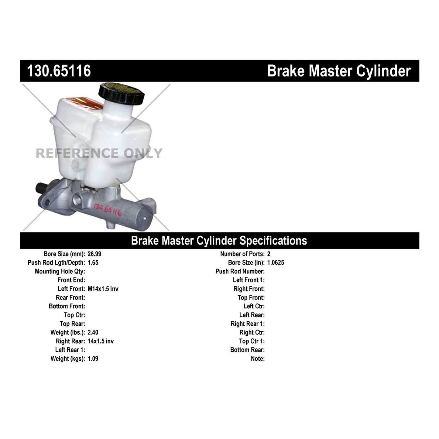 Centric Parts Premium Brake Master Cylinder 130.65116