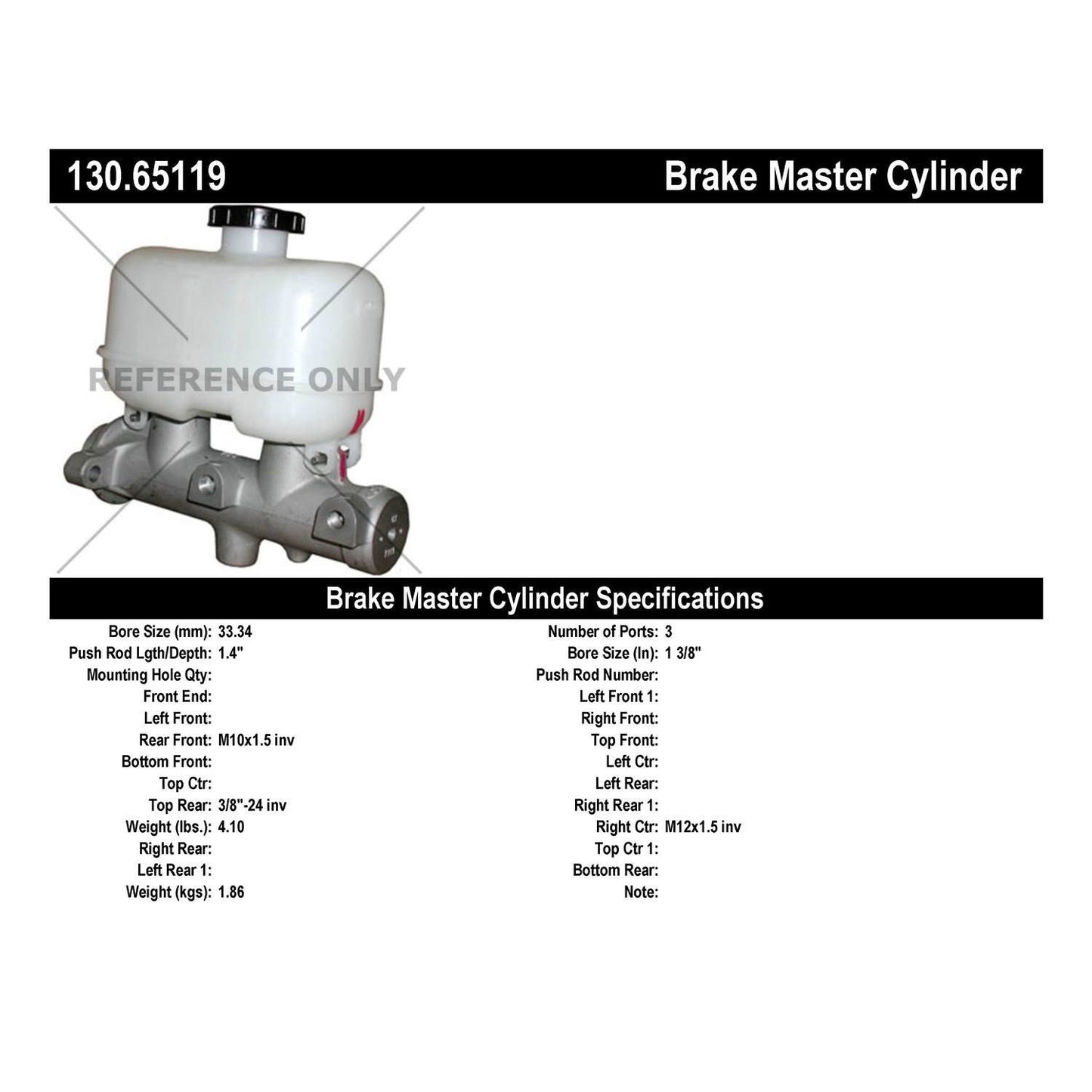 Centric Parts Premium Brake Master Cylinder for 2008 Ford E-350 Super Duty 2008 130.65119