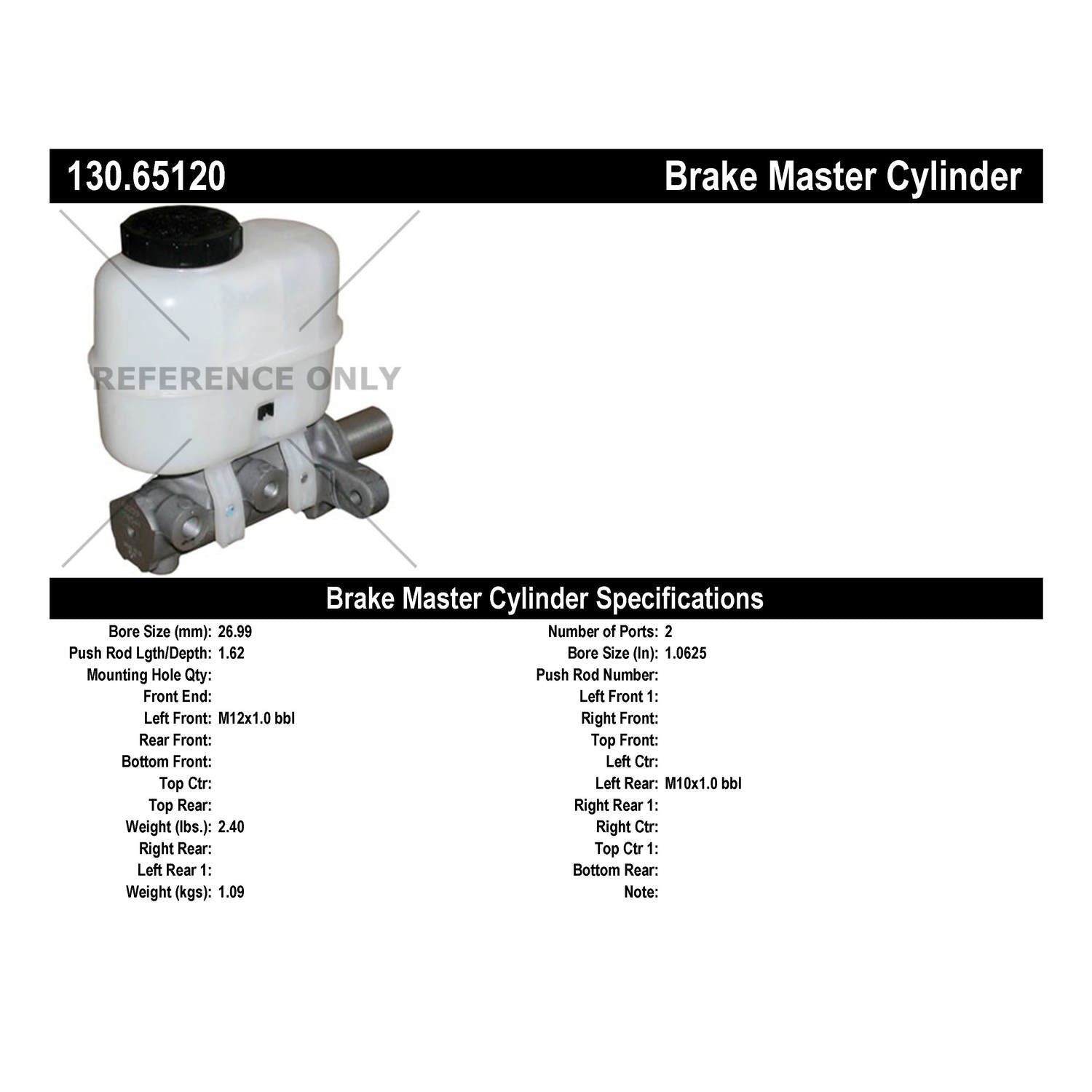 StopTech Premium Brake Master Cylinder 130.65120