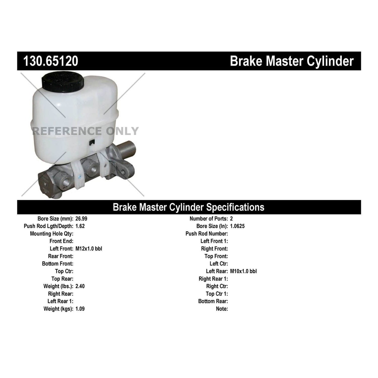 Centric Parts Premium Brake Master Cylinder 130.65120