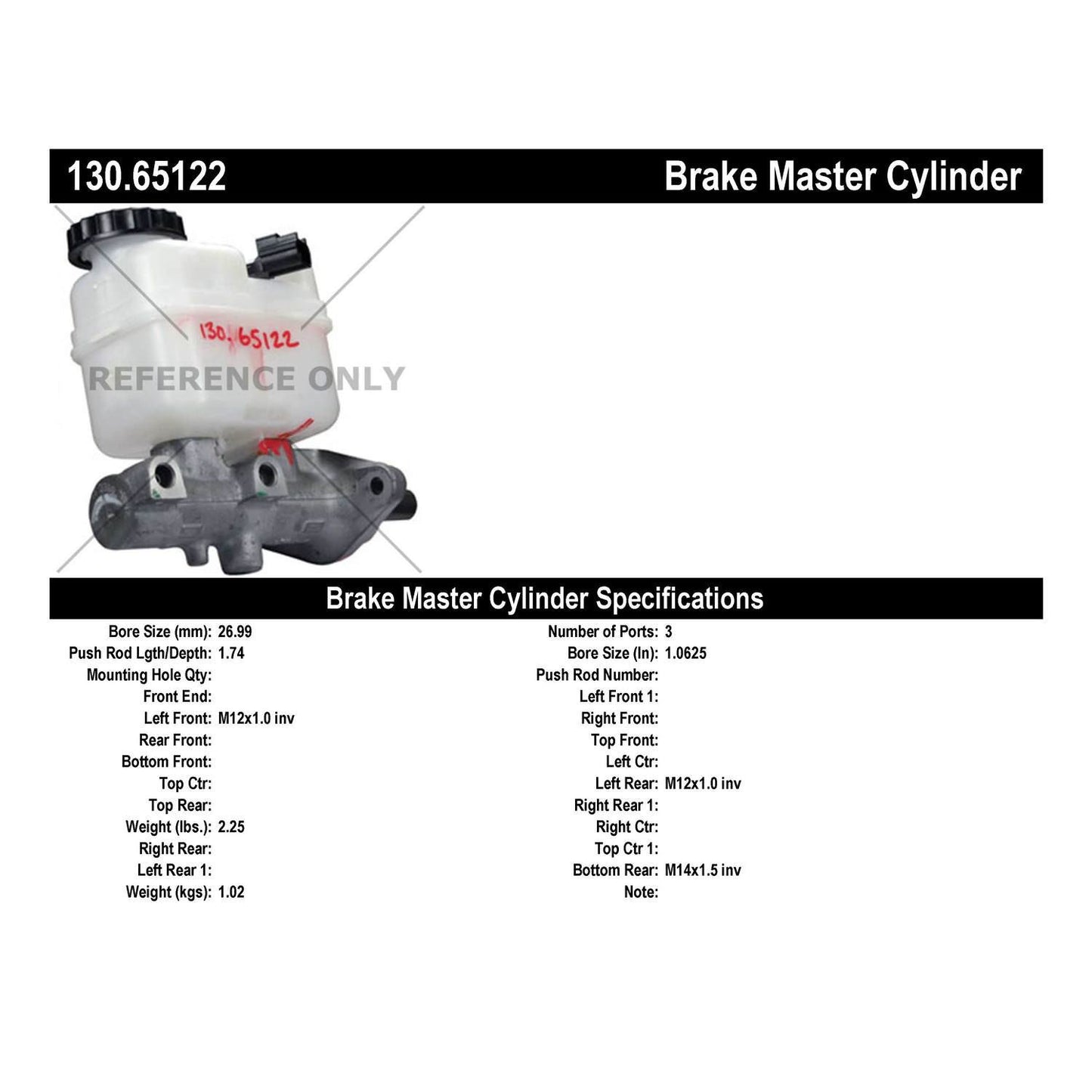 Centric Parts Brake Master Cylinder Premium for 2006-2010 Ford Explorer, 2010-2007 Explorer Sport Trac Mercury Mountaineer 130.65122