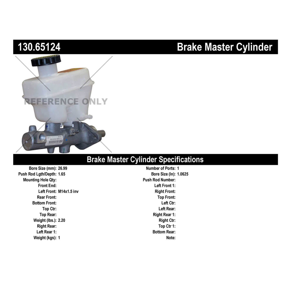 Centric Parts Brake Master Cylinder Premium for 2009-2012 Ford Escape 2009-2011 Mazda Tribute 130.65124
