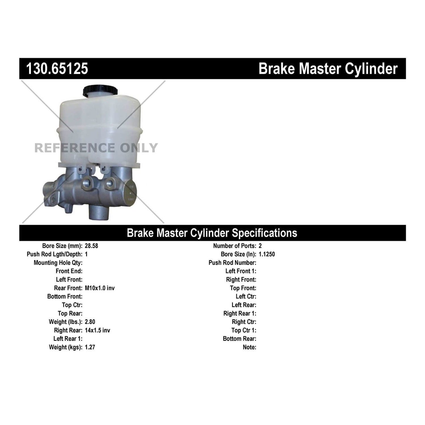 Centric Parts Premium Brake Master Cylinder 130.65125