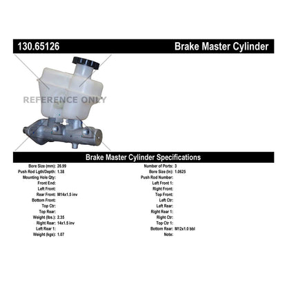 Centric Parts Premium Brake Master Cylinder 130.65126