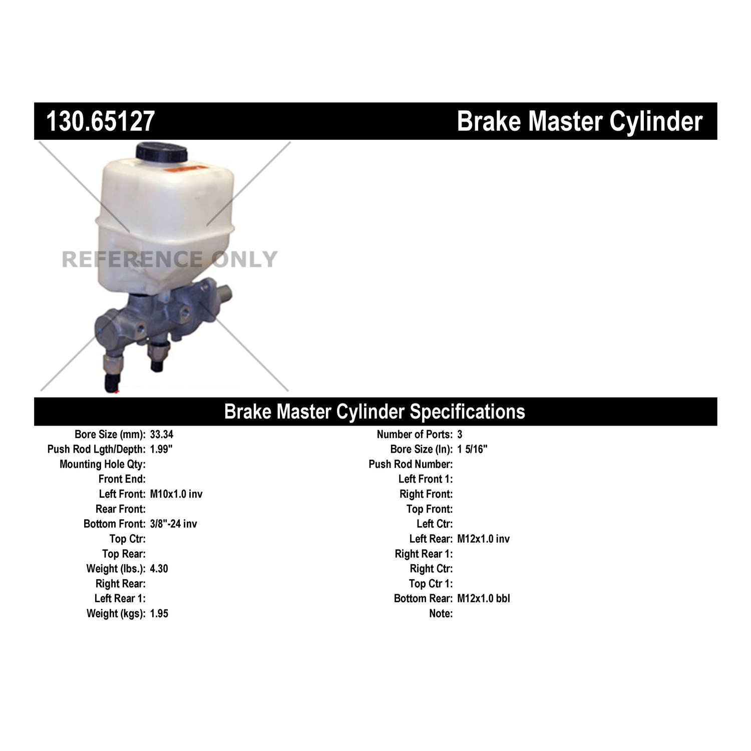 StopTech Premium Brake Master Cylinder 130.65127