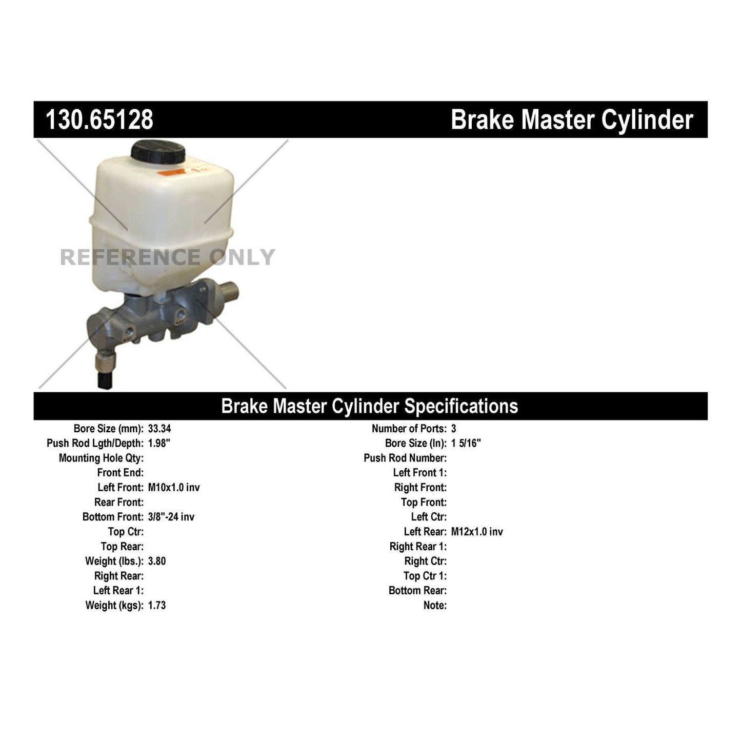 Centric Parts Premium Brake Master Cylinder for 2006-2010 Ford F-250/F-350/F-450/F-550 Super Duty 130.65128
