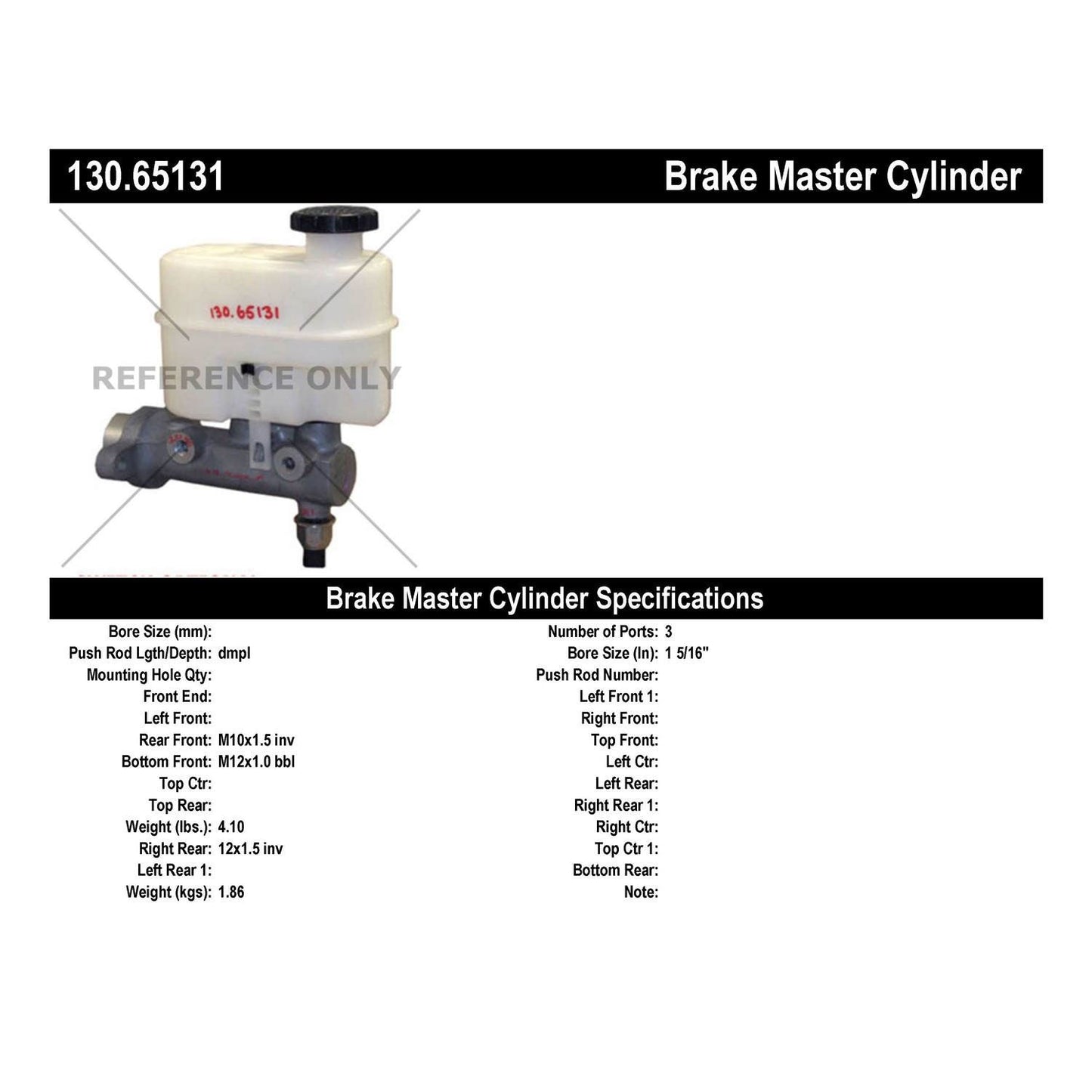 Centric Parts Premium Brake Master Cylinder for 2009-2014 Ford E-150 E-250 E-350 Super Duty 130.65131