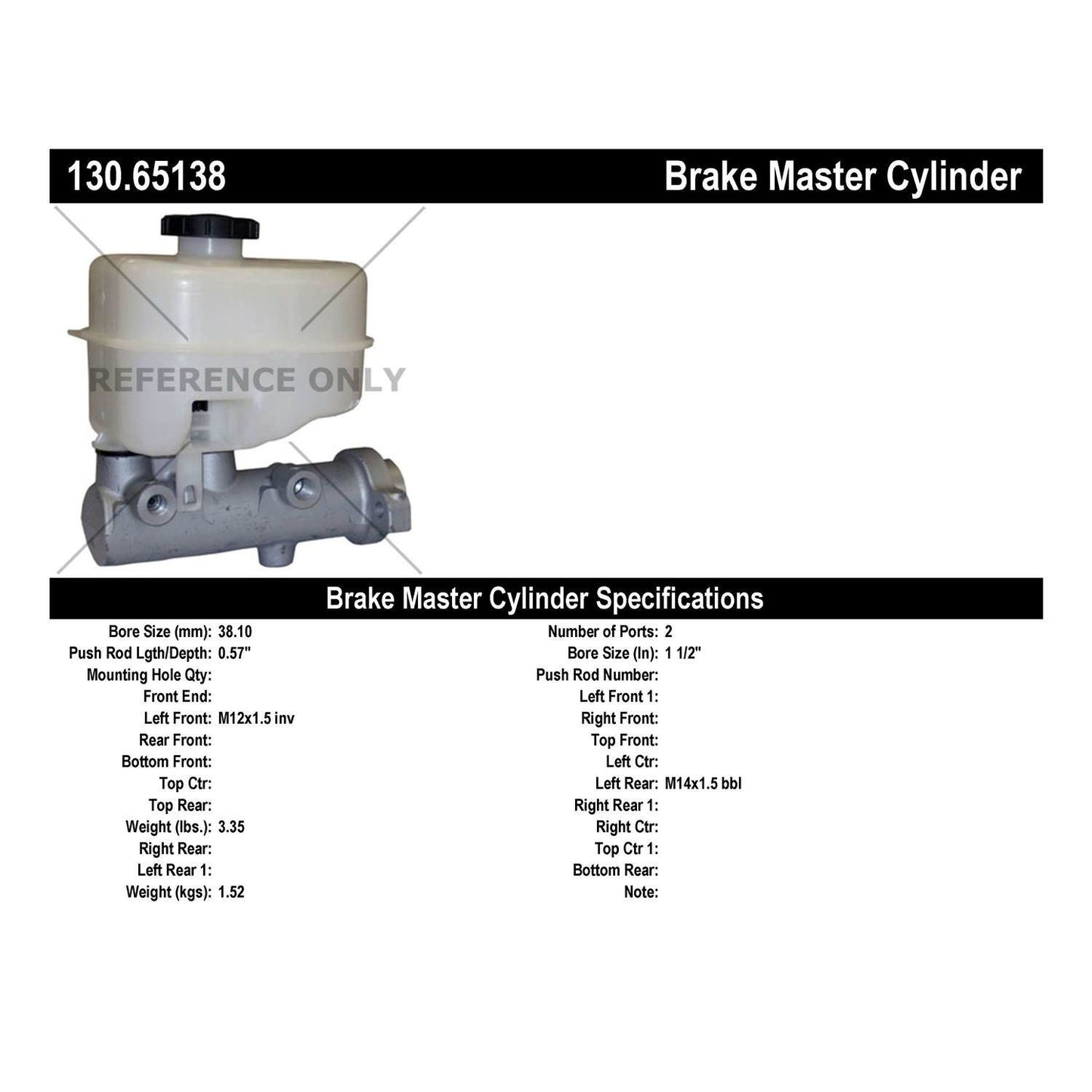 StopTech Premium Brake Master Cylinder 130.65138
