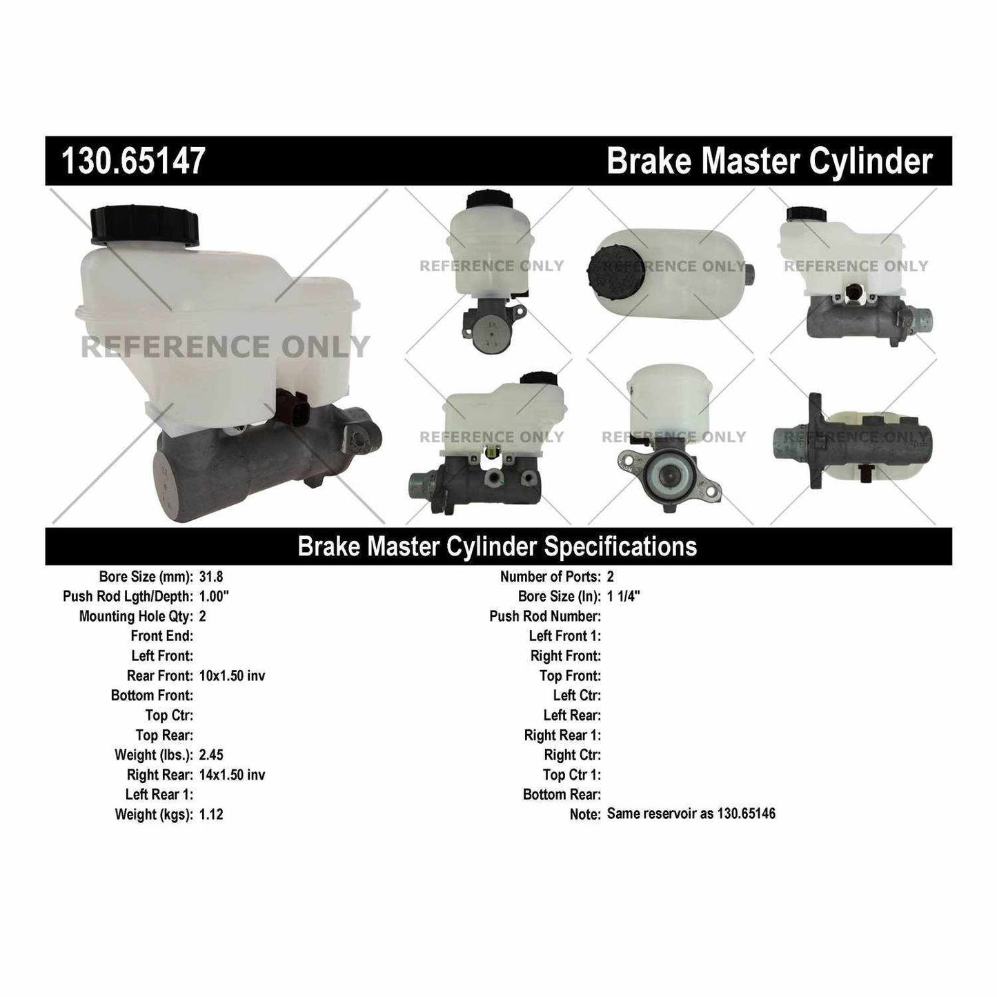 Centric Parts Premium Brake Master Cylinder 130.65147