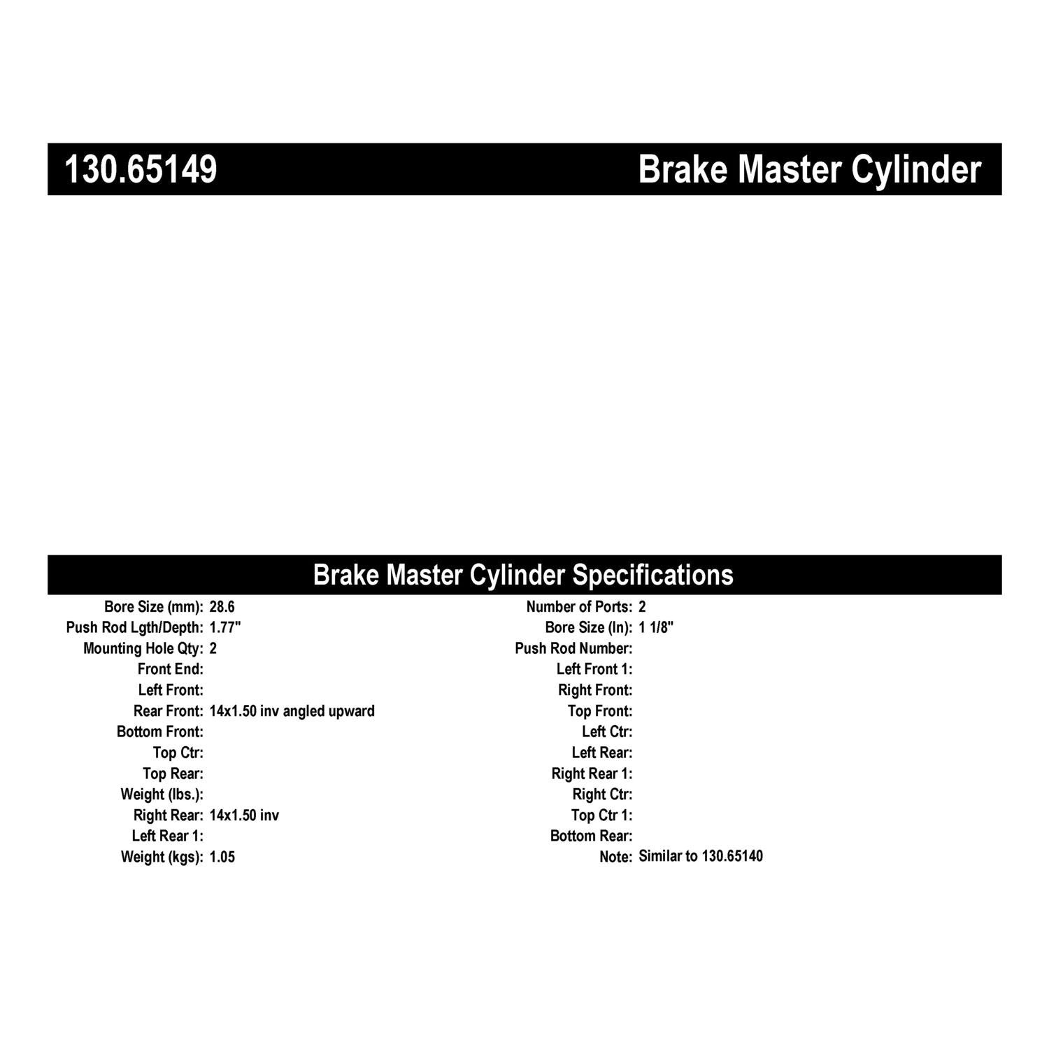 StopTech Premium Brake Master Cylinder 130.65149