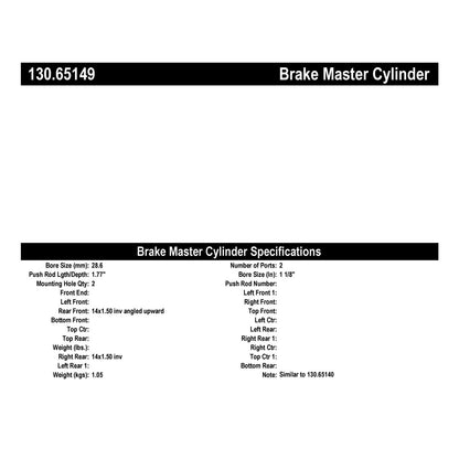 Centric Parts Brake Master Cylinder Premium for 2011-2012 Ford Explorer 130.65149