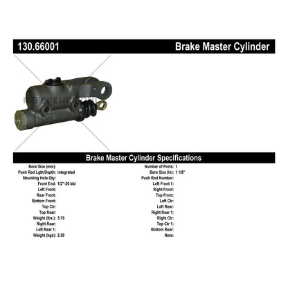 Stoptech Centric Premium Brake Master Cylinder 130.66001