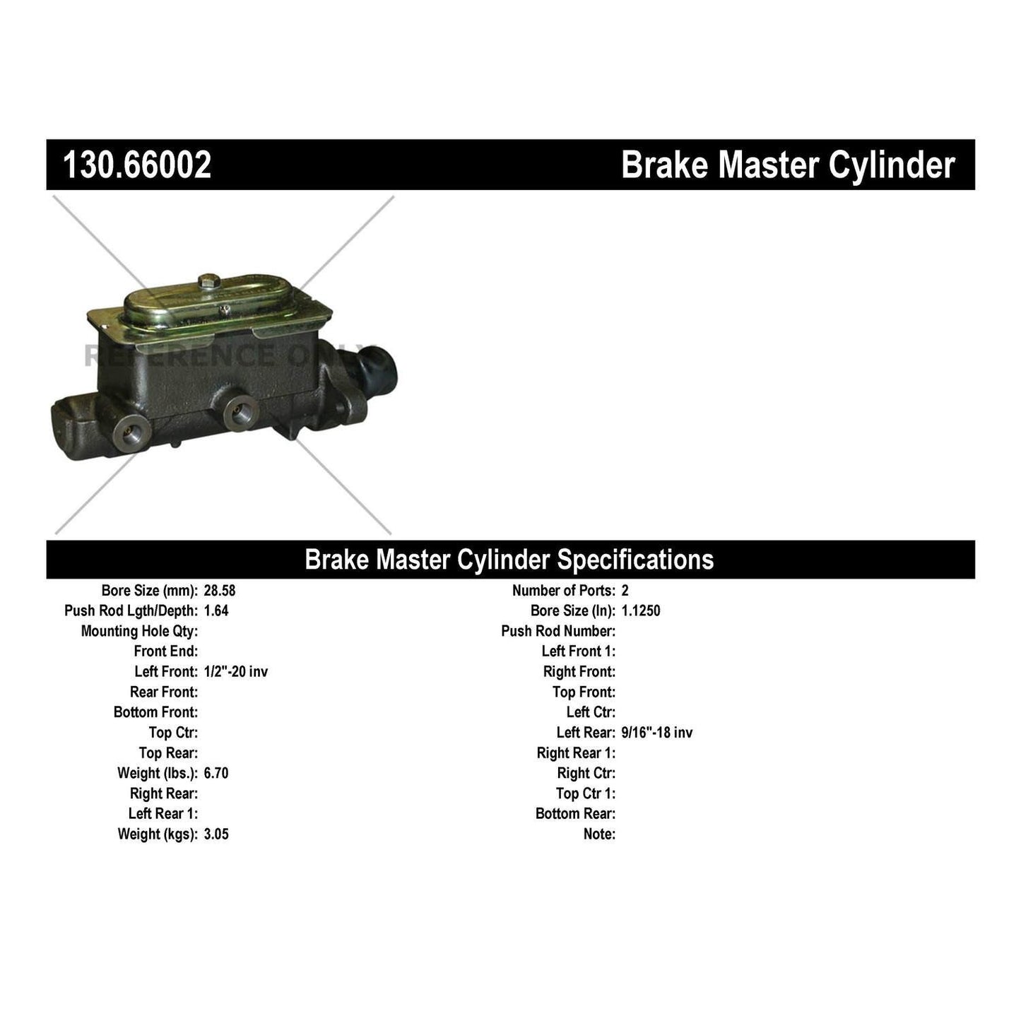 Centric Parts Premium Brake Master Cylinder 130.66002