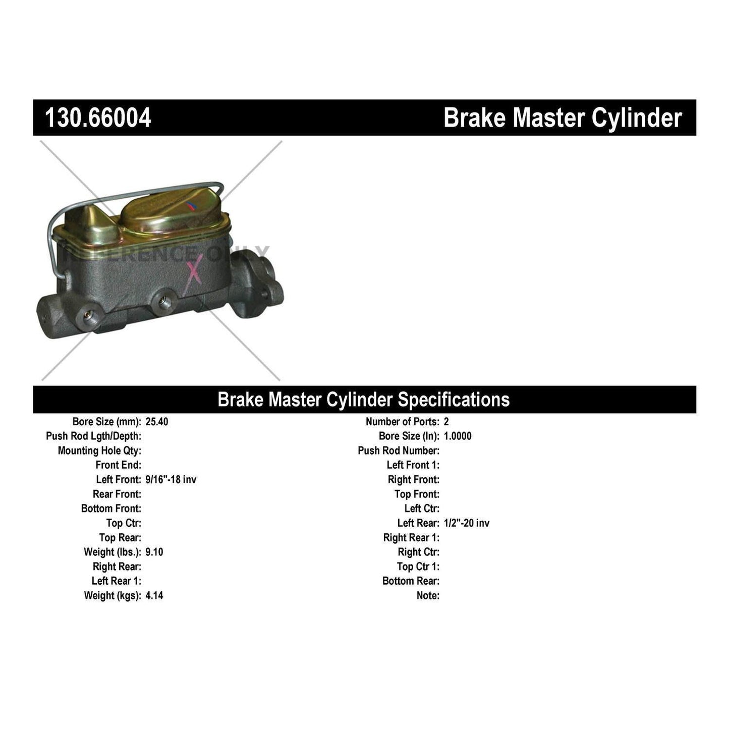 Stoptech Centric Premium Brake Master Cylinder 130.66004