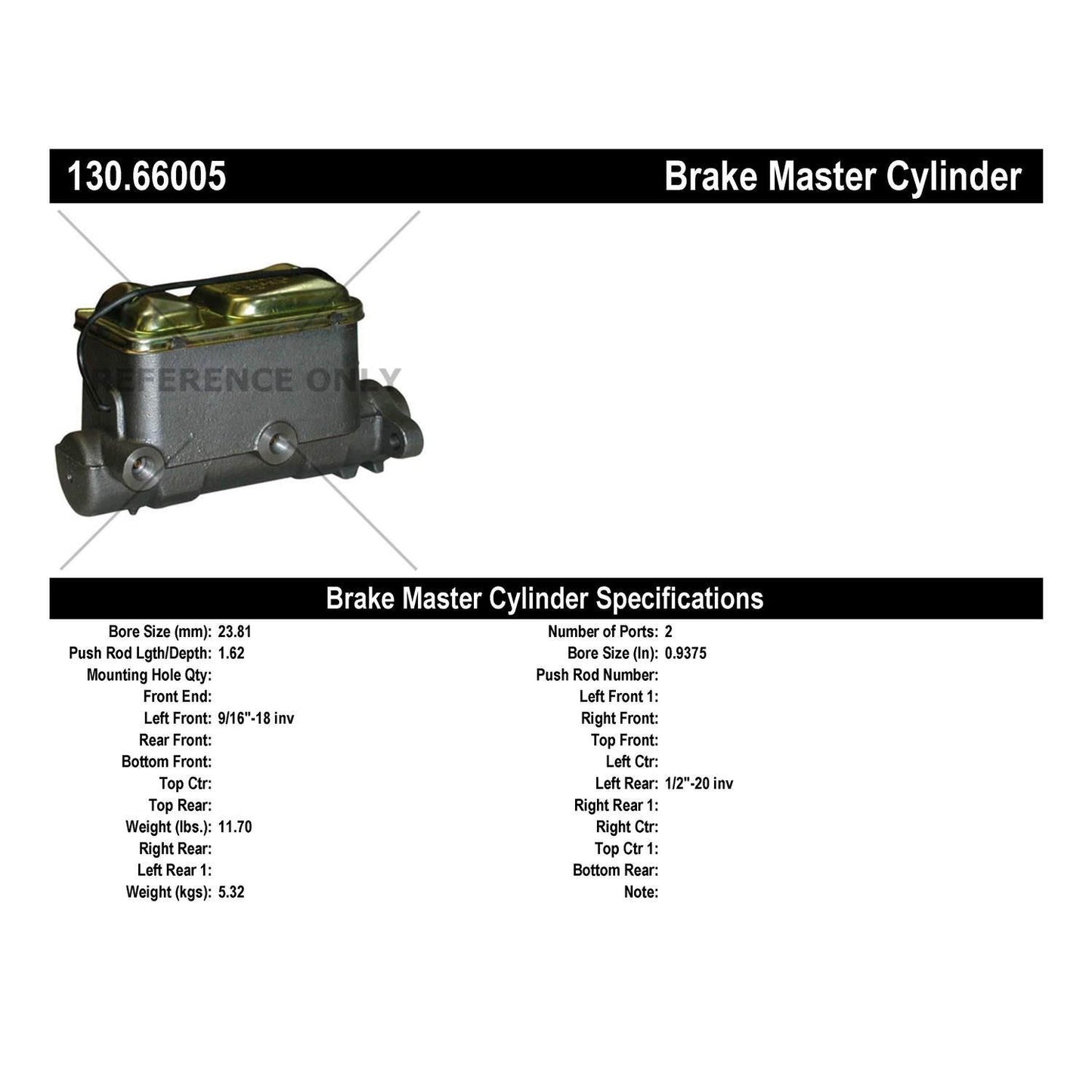 Centric Parts Brake Master Cylinder Premium for 1974-1985 Chevrolet C30 Pickup 130.66005