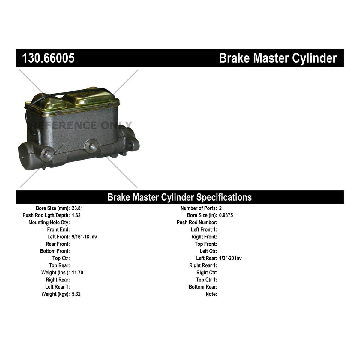 Centric Parts Brake Master Cylinder Premium for 1974-1985 Chevrolet C30 Pickup 130.66005