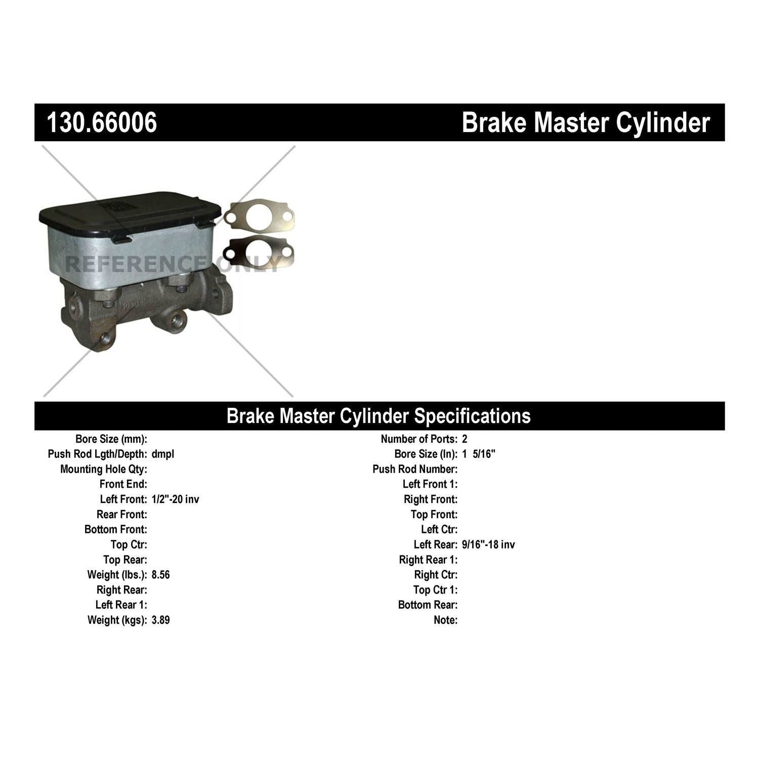 Centric Parts Premium Brake Master Cylinder 130.66006