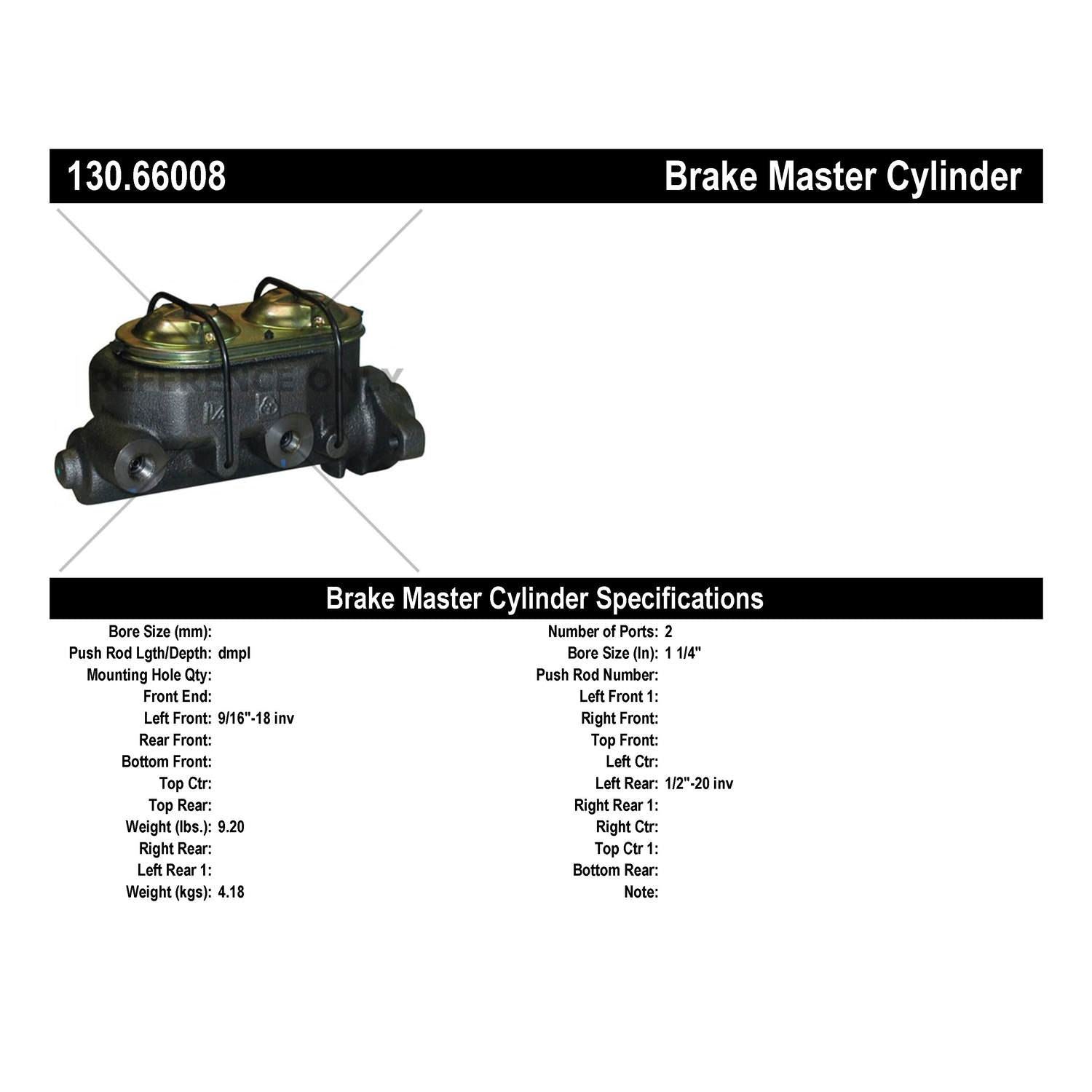 StopTech Premium Brake Master Cylinder 130.66008