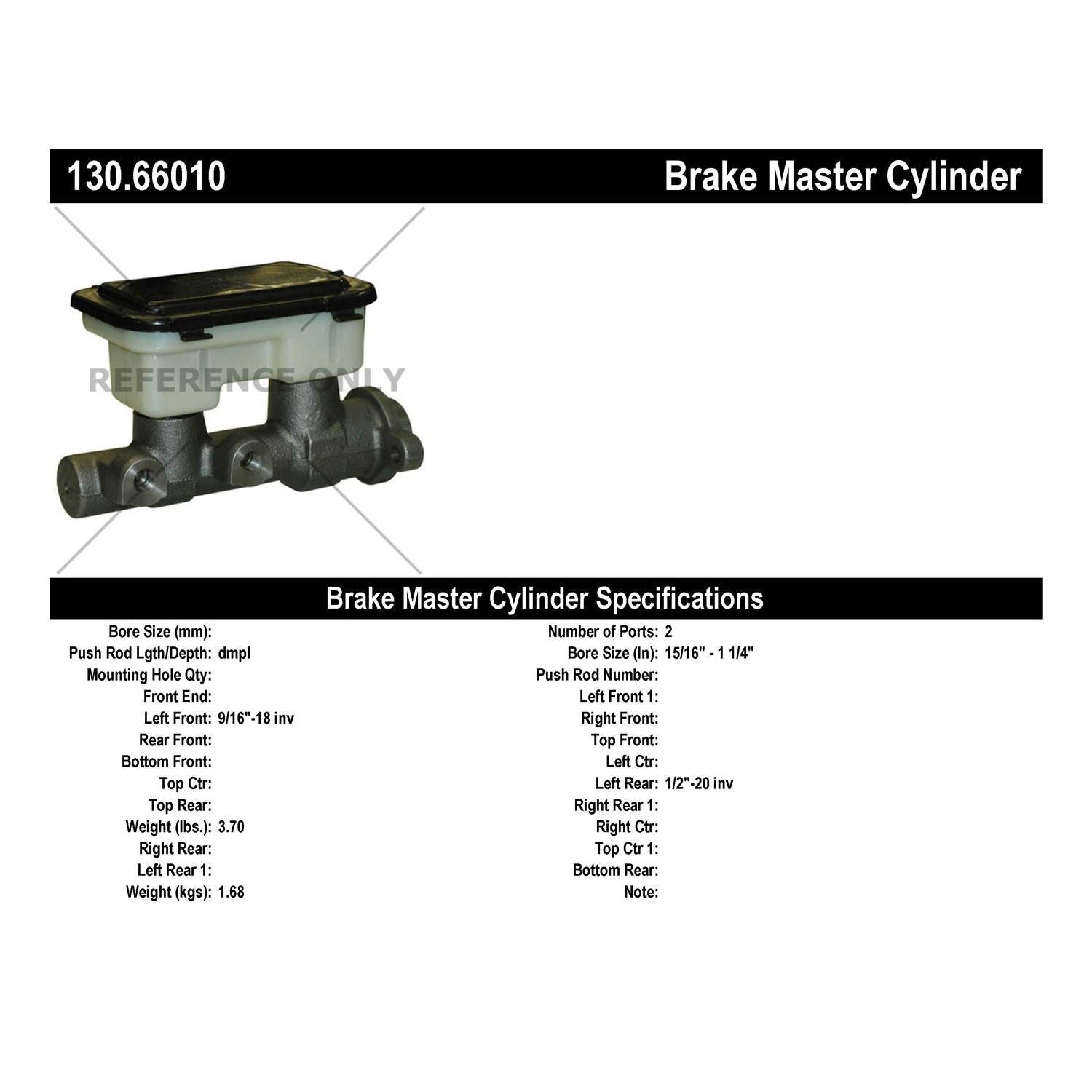 Centric Parts Premium Brake Master Cylinder 130.66010