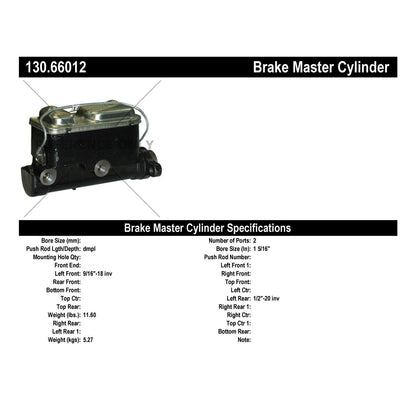 Centric Parts Premium Brake Master Cylinder 130.66012