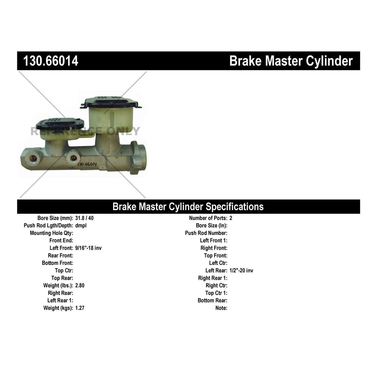 Centric Parts Premium Brake Master Cylinder 130.66014