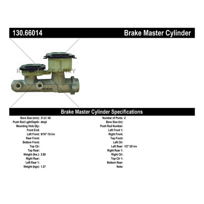 Centric Parts Premium Brake Master Cylinder 130.66014