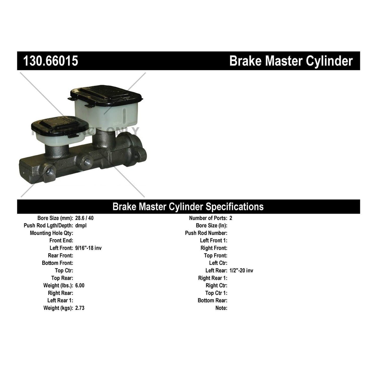 Centric Parts Premium Brake Master Cylinder 130.66015