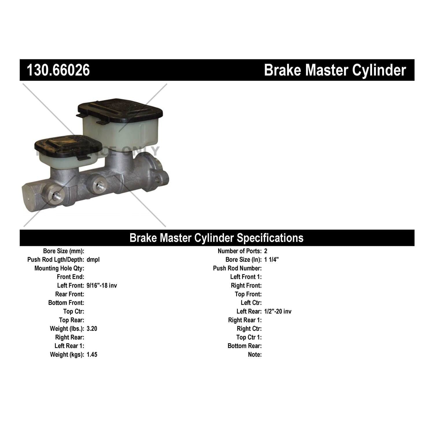 Centric Parts Premium Brake Master Cylinder 130.66026