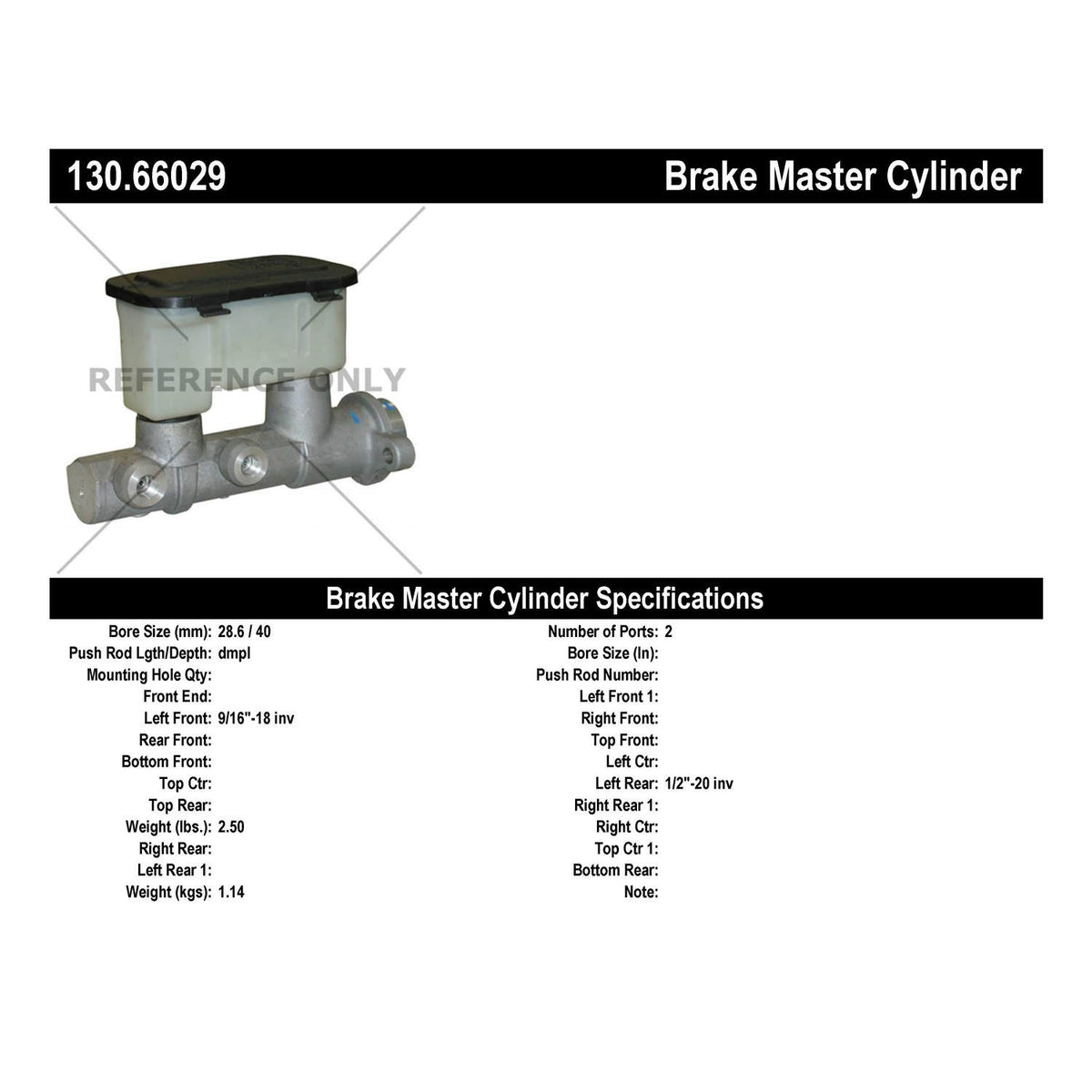 Centric Parts Premium Brake Master Cylinder 130.66029