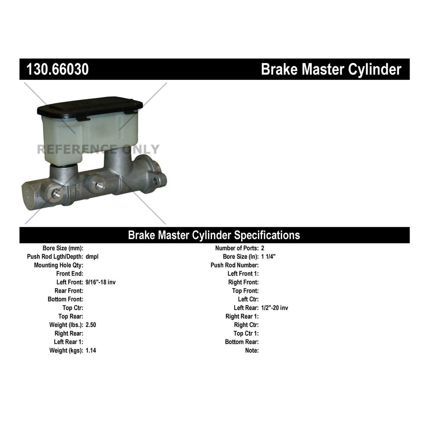 Centric Parts Premium Brake Master Cylinder 130.66030