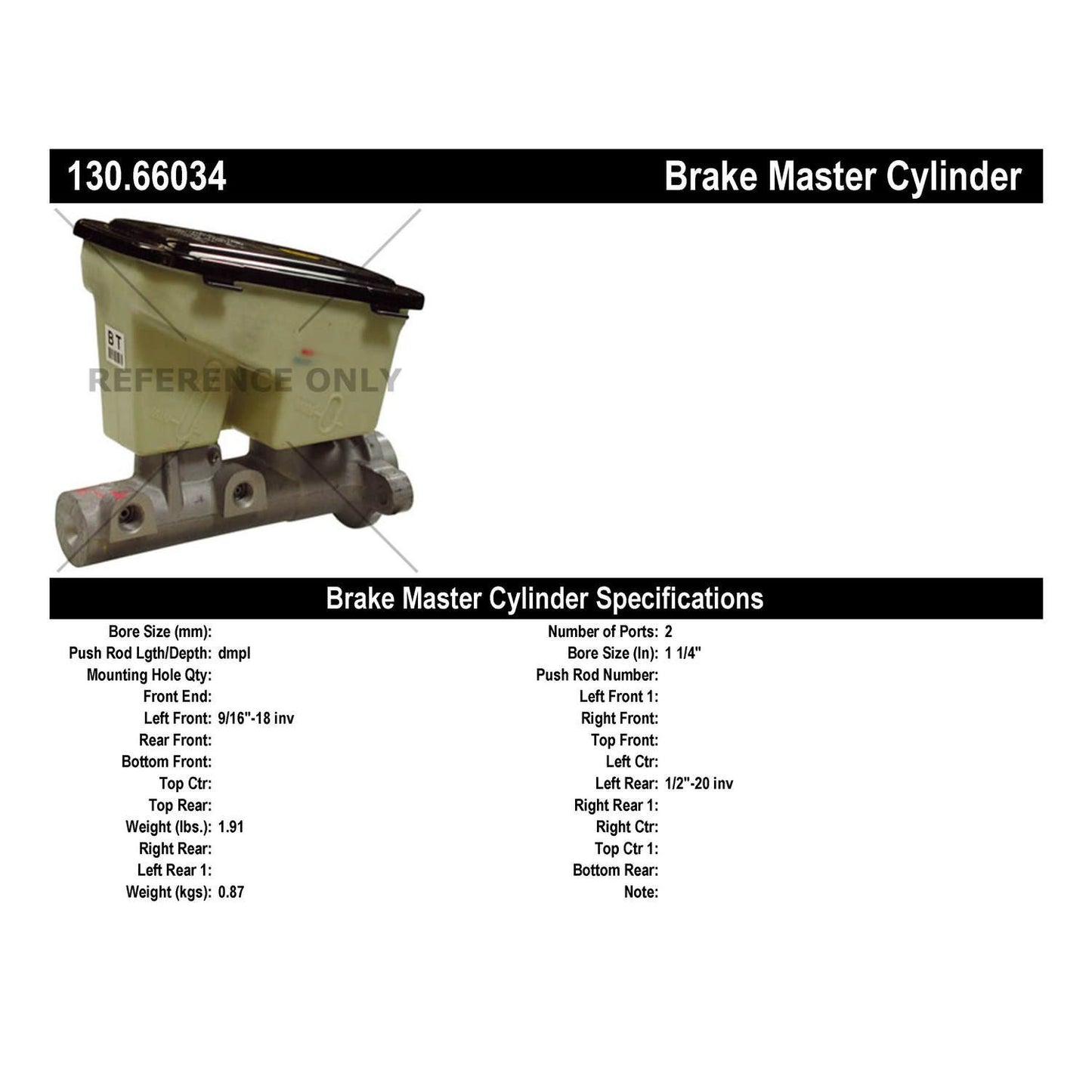 Centric Parts Premium Brake Master Cylinder for 1996-2003 Chevrolet Astro GMC Safari 130.66034