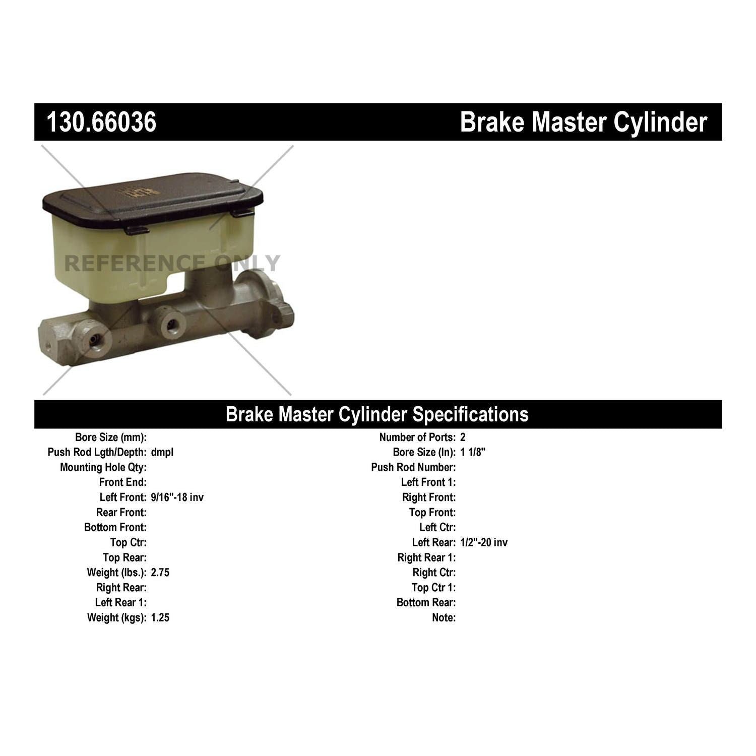 Centric Parts Premium Brake Master Cylinder 130.66036