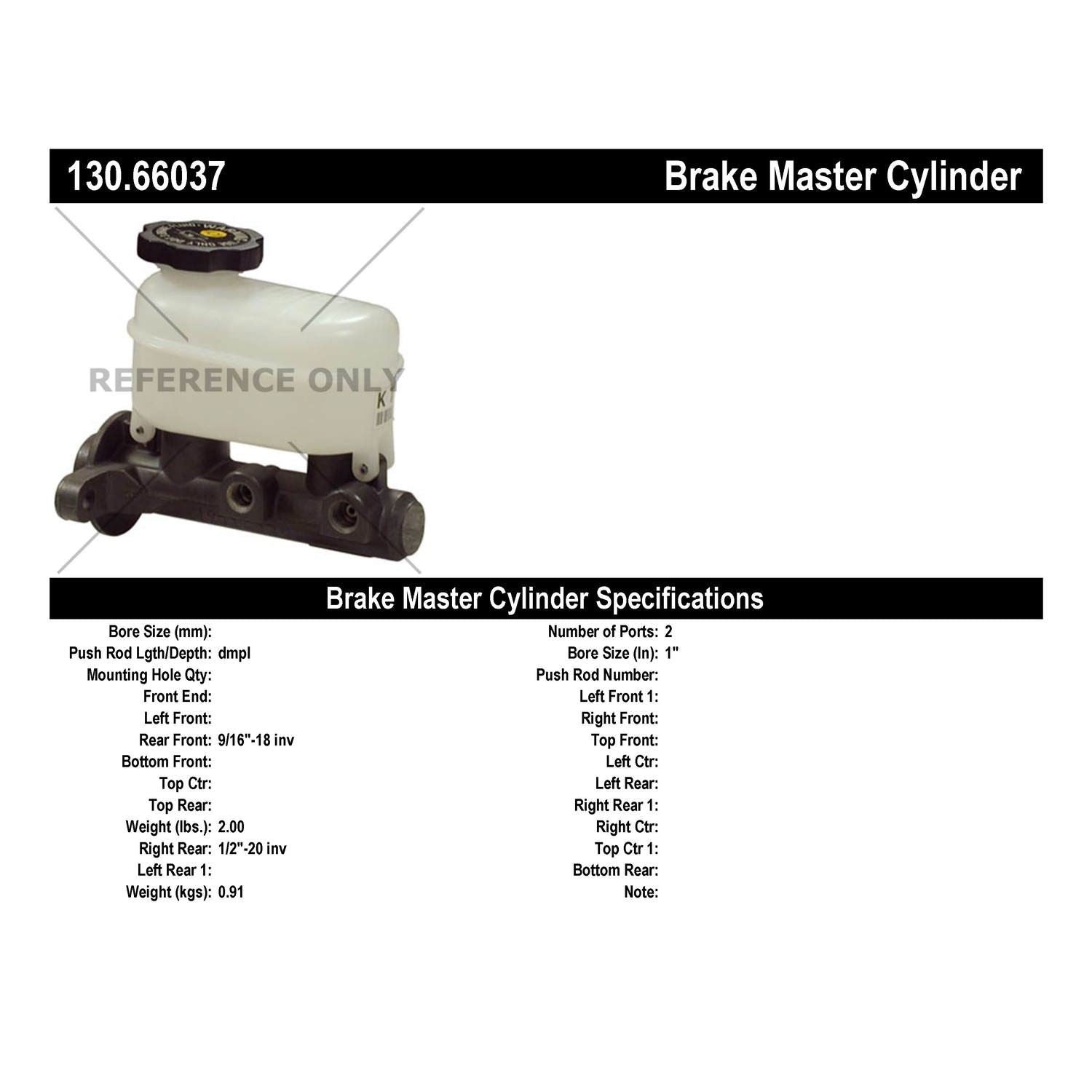 Centric Parts Premium Brake Master Cylinder 130.66037