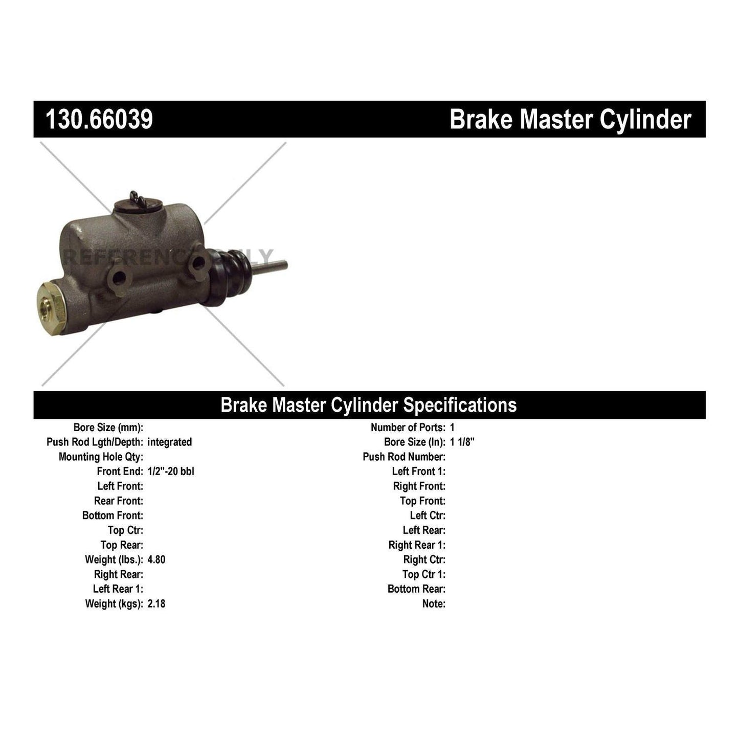 StopTech Premium Brake Master Cylinder 130.66039