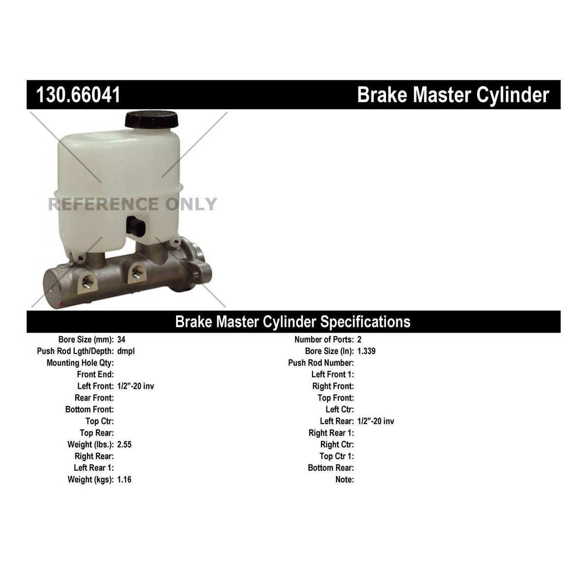 Centric Parts Premium Brake Master Cylinder 130.66041