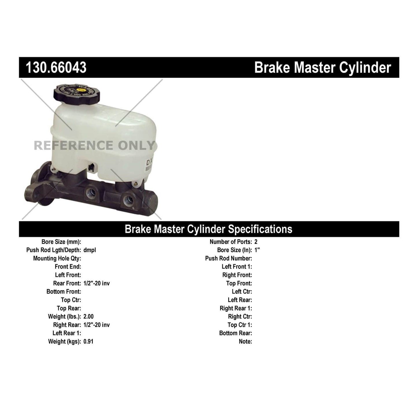 Stoptech Centric Premium Brake Master Cylinder 130.66043