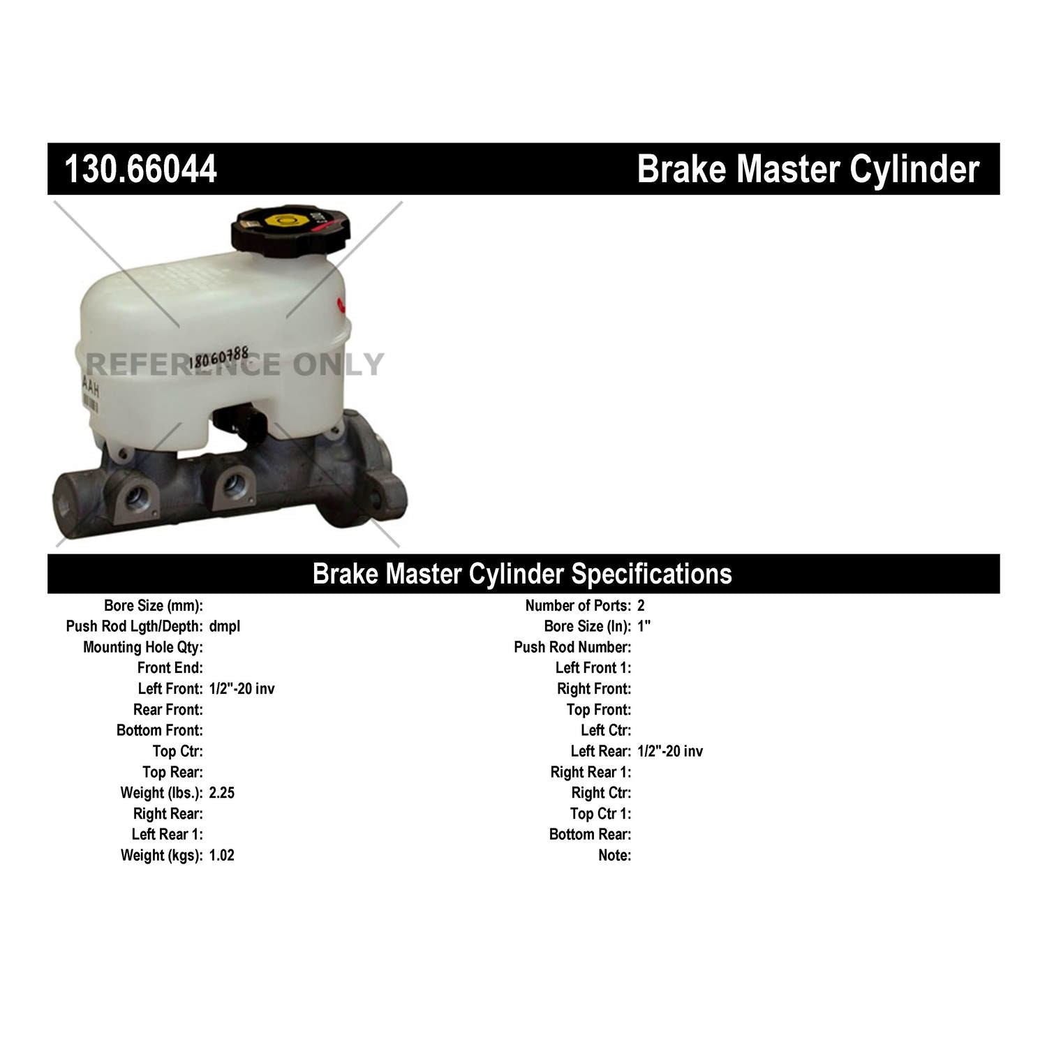 Centric Parts Premium Brake Master Cylinder 130.66044