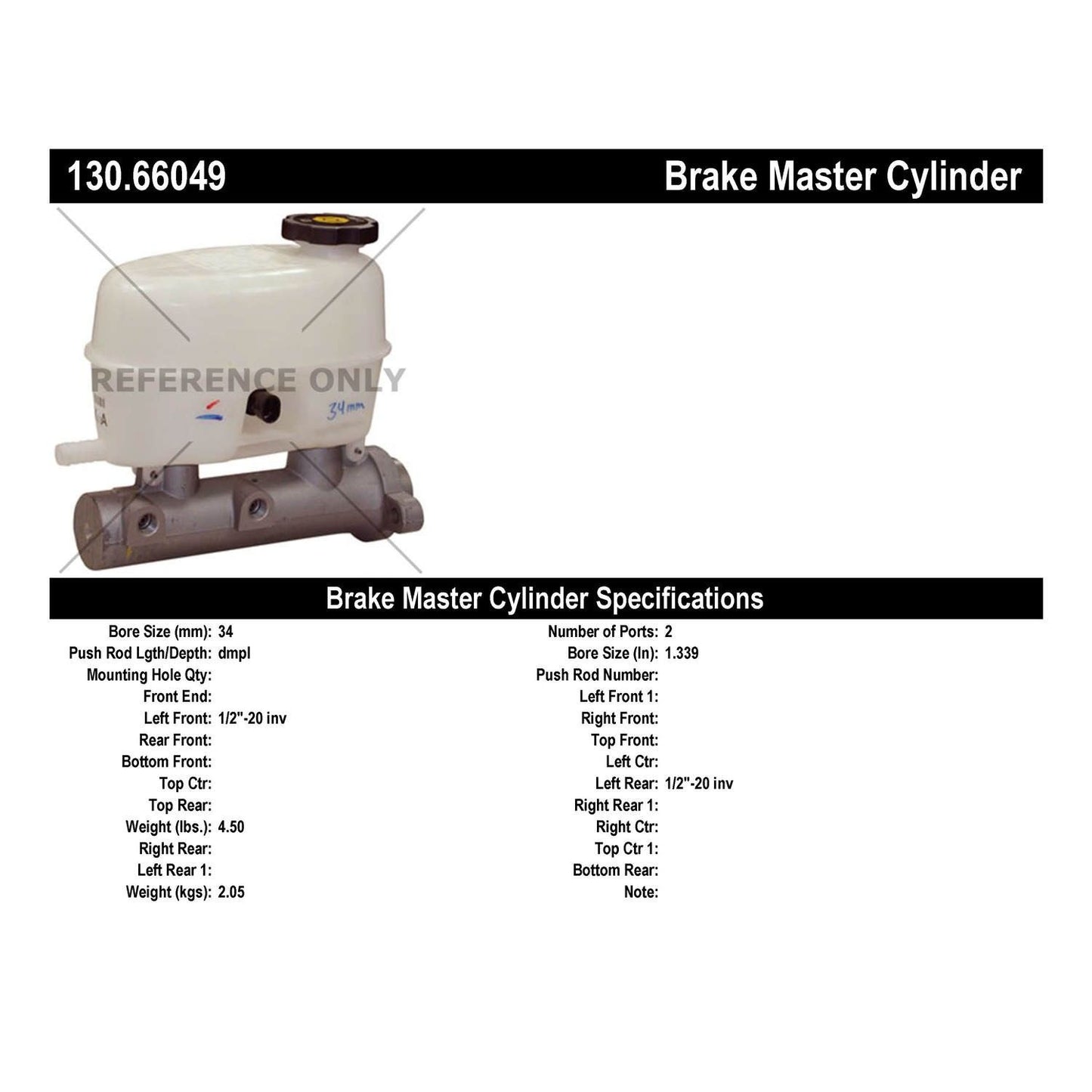 Stoptech Centric Premium Brake Master Cylinder 130.66049