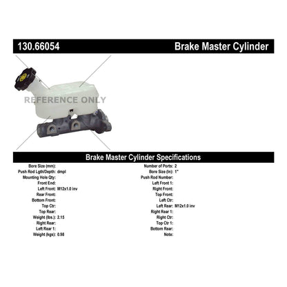 Centric Parts Brake Master Cylinder Premium for 2005-2009 Buick Terraza Chevrolet Uplander Pontiac Montana Saturn Relay 130.66054