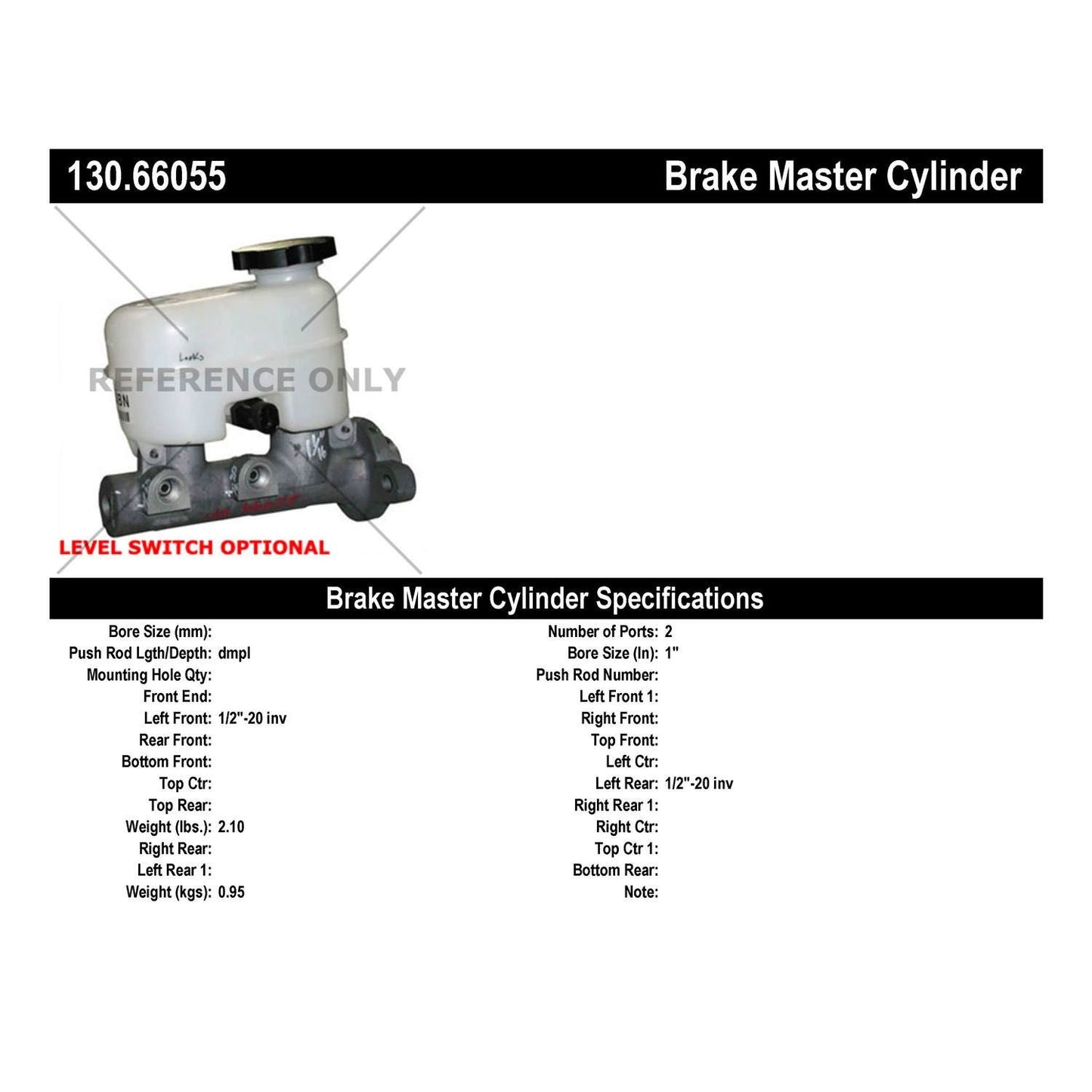 StopTech Premium Brake Master Cylinder 130.66055