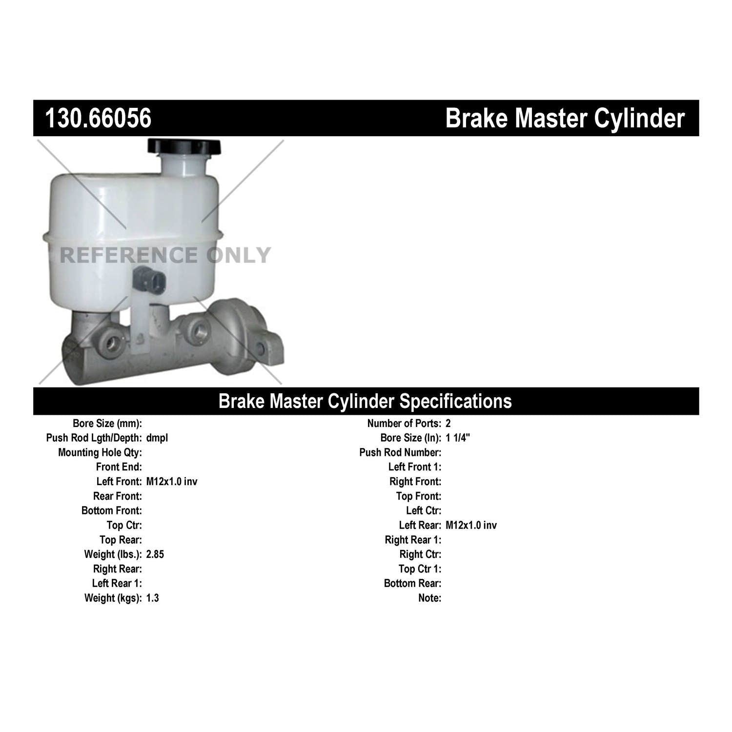 Centric Parts Premium Brake Master Cylinder 130.66056