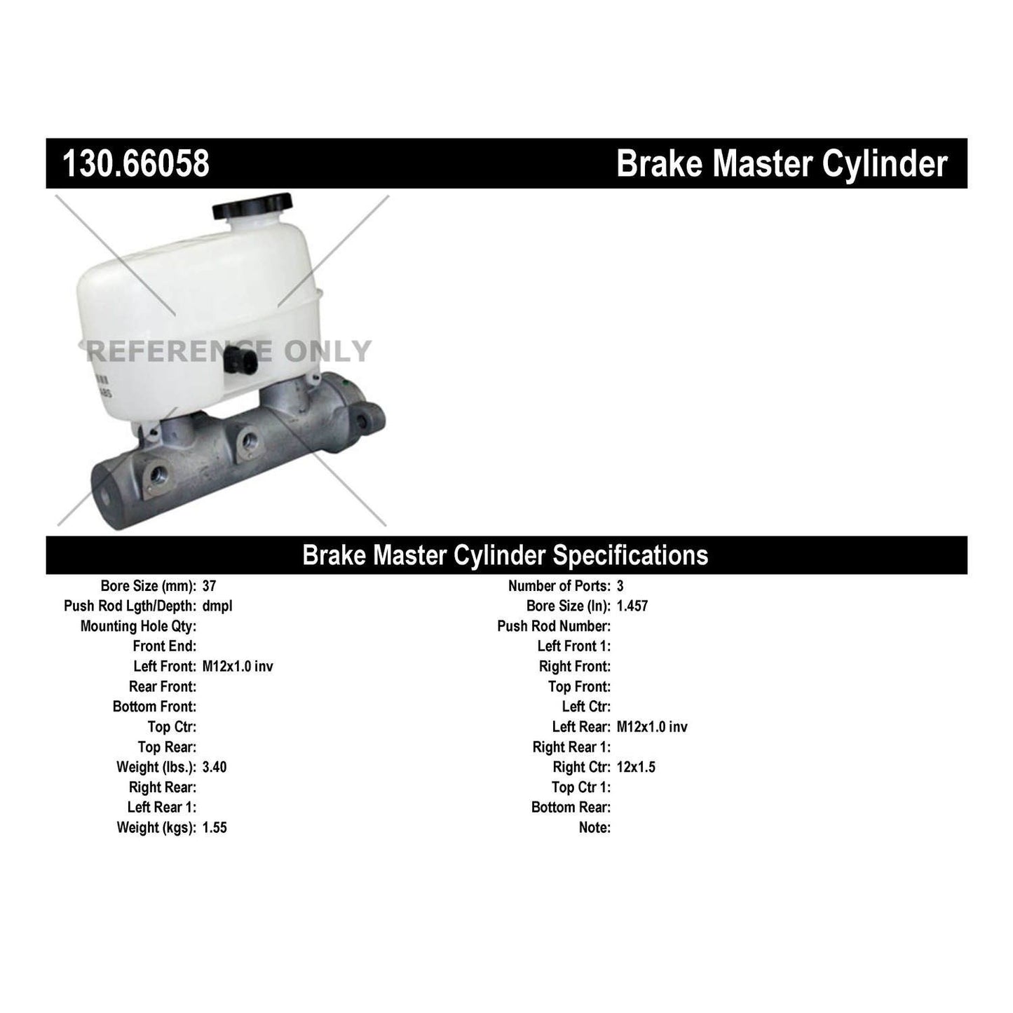 Centric Parts Premium Brake Master Cylinder 130.66058