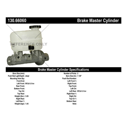 Centric Parts Brake Master Cylinder Premium for 2007-2008 Chevrolet Silverado 1500 GMC Sierra 1500 130.66060