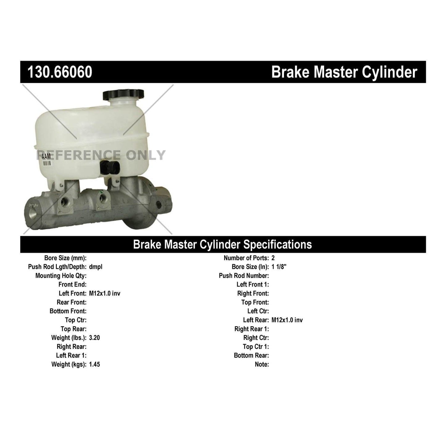 Centric Parts Premium Brake Master Cylinder 130.66060