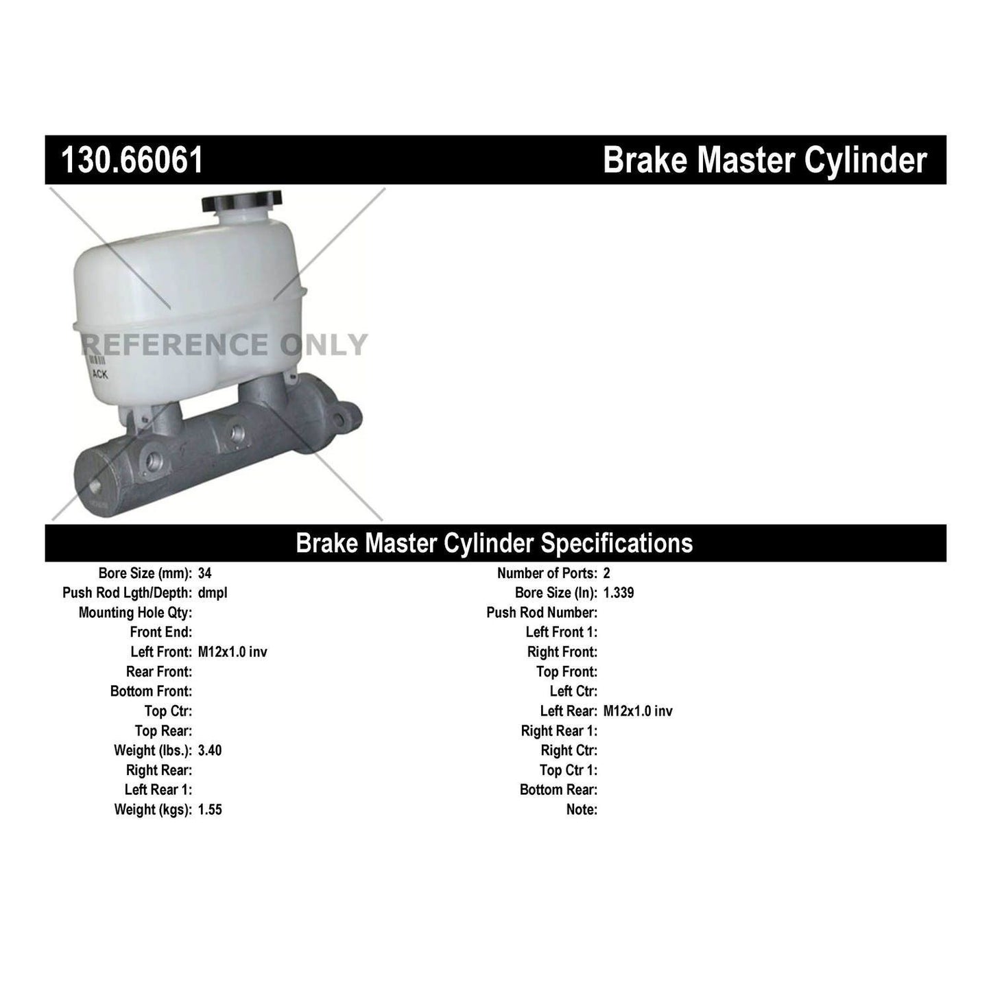 Centric Parts Premium Brake Master Cylinder 130.66061