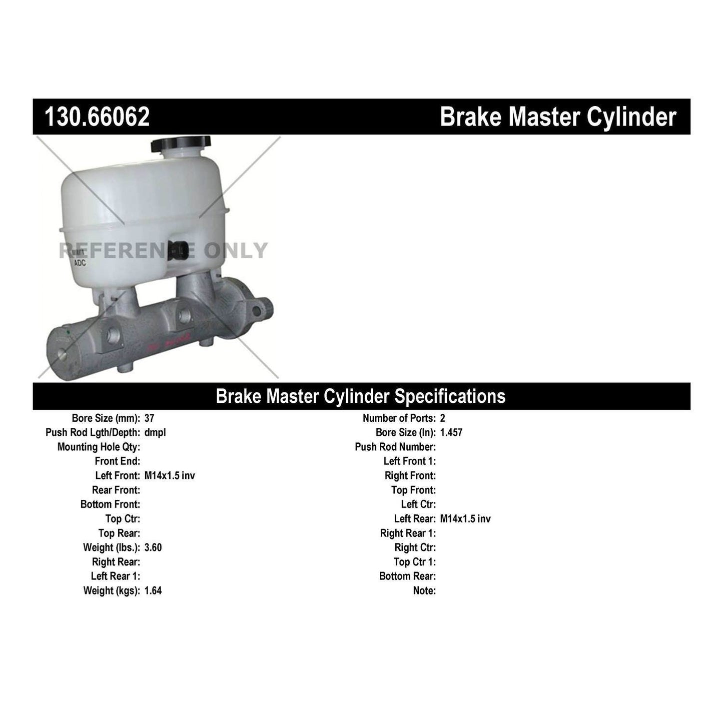Centric Parts Premium Brake Master Cylinder for 2008 Chevrolet Express 2500/3500 Suburban 2500 GMC Savana 2500/3500 Yukon XL 2500 130.66062